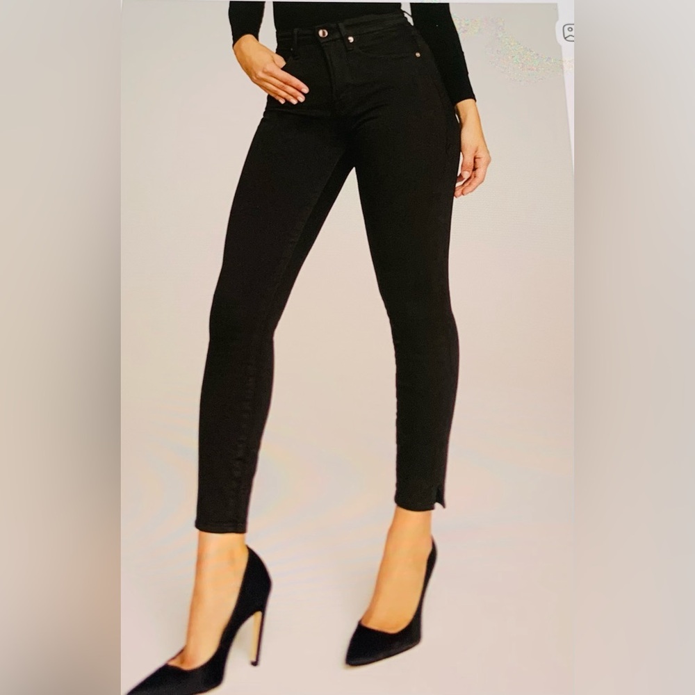 Good American Women Black Good Waist Crop Skinny Jeans Stretch Sz 12/31. NWOT